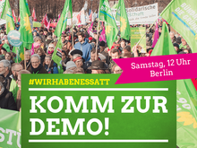 Klasse statt Masse! Dafür gehen wir am Samstag bei der Demo „Wir haben es satt” in Berlin auf die Straße.