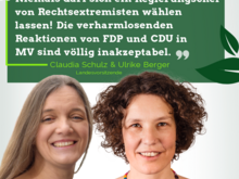 Claudia Schulz und Ulrike Berger, Landesvorsitzende GRÜNE MV, zur Ministerpräsidentenwahl in Thüringen